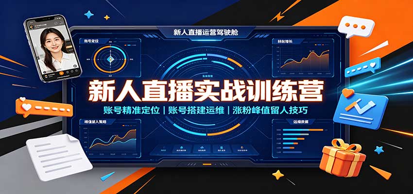 新人直播实战训练营：账号精准定位，账号搭建运维，涨粉峰值留人技巧-梦清研习社