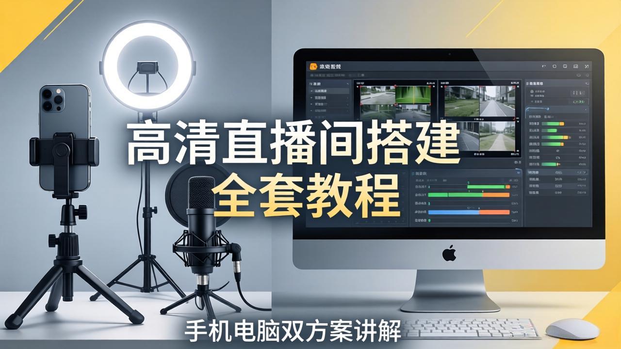 高清直播间搭建全套教程，手机电脑双方案讲解，设备选型调试多机位实操教学-梦清研习社
