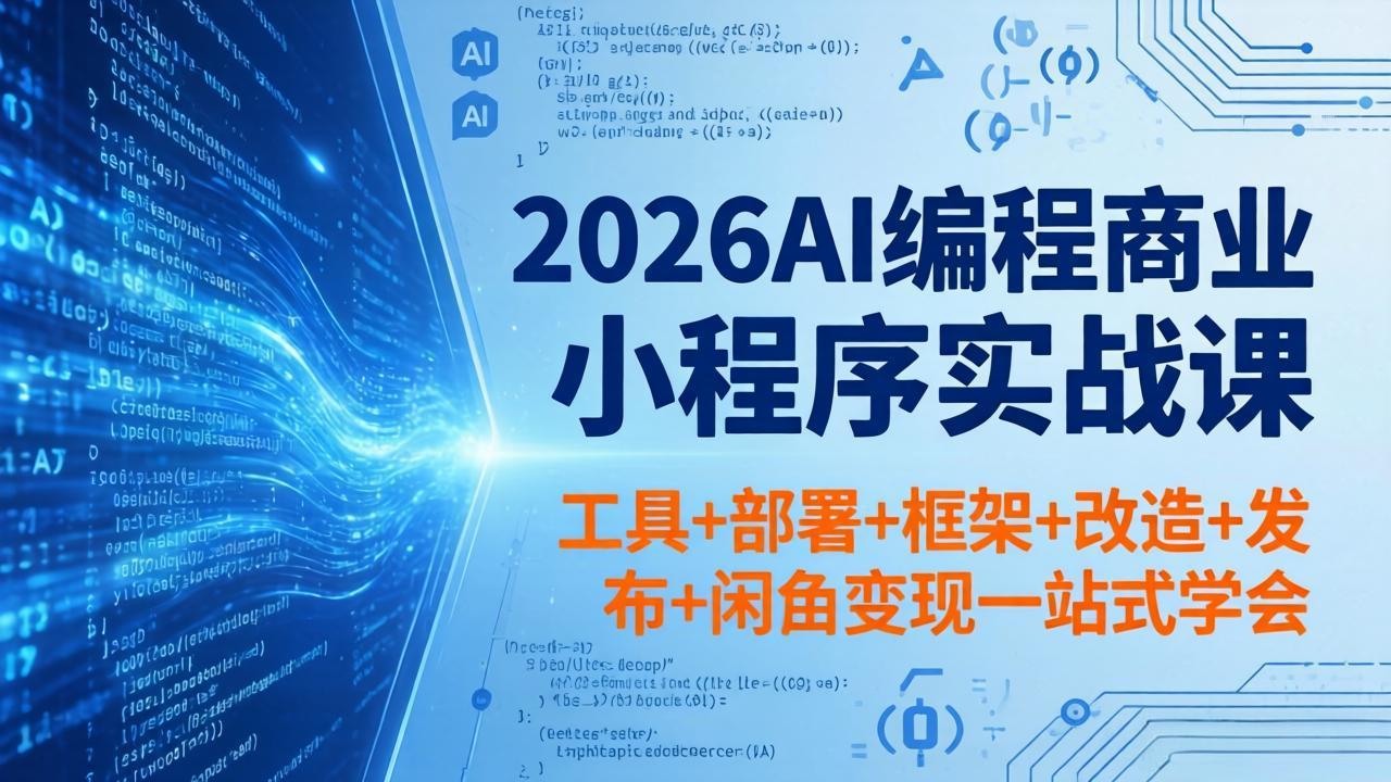 2026AI编程商业小程序实战课，工具+部署+框架+改造+发布+闲鱼变现一站式学会-梦清研习社