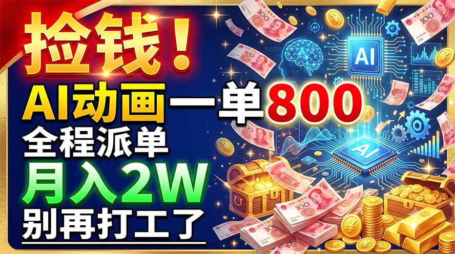 捡钱！AI动画一单800，全程派单，月入2W，别再打工了-梦清研习社