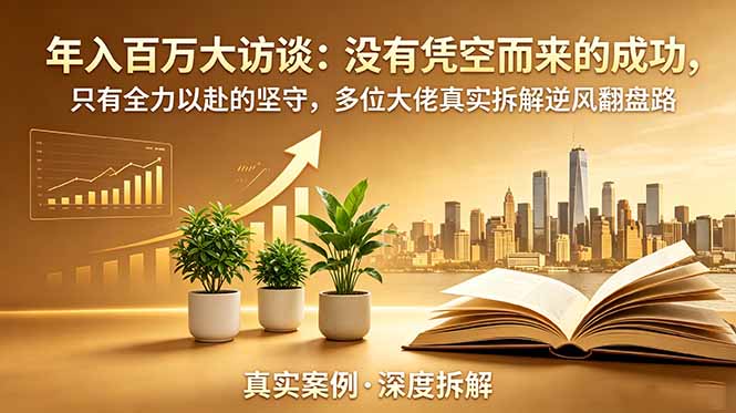 年入百万大访谈-更新：没有凭空而来的成功，只有全力以赴的坚守，多位大佬真实拆解逆风翻盘路-梦清研习社