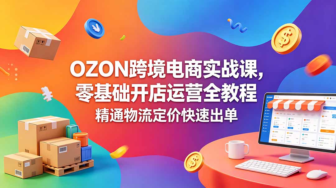 OZON 跨境电商实战课，零基础开店运营全教程，精通物流定价快速出单-梦清研习社