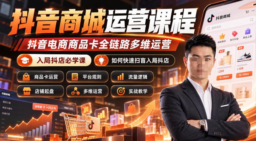 抖音商城运营课程，抖音电商商品卡全链路多维运营，入局抖店必学课， 如何快速扫盲入局抖店(更新1025)-梦清研习社