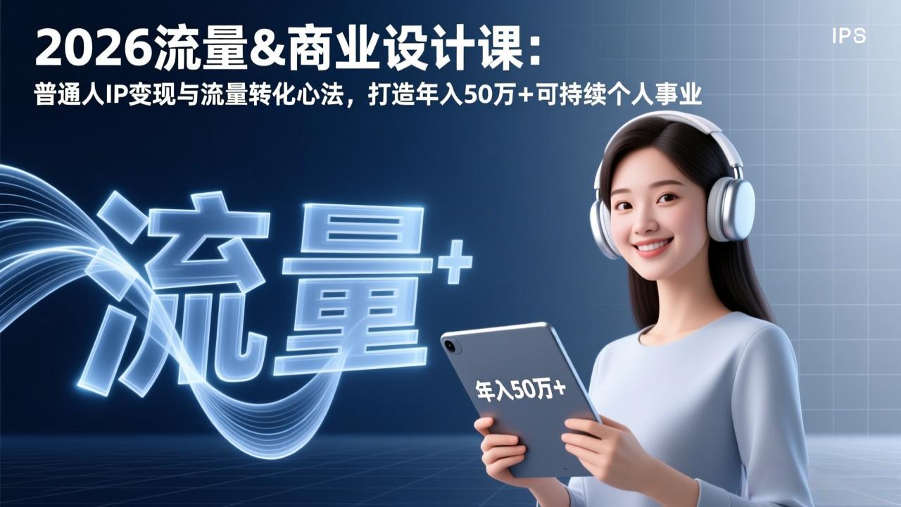 2026流量&商业设计课:普通人IP变现与流量转化心法,打造年入50万+可持续个人事业-梦清研习社