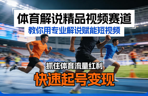 体育解说精品视频赛道，教你用专业解说赋能短视频，抓住体育流量红利，快速起号变现-梦清研习社