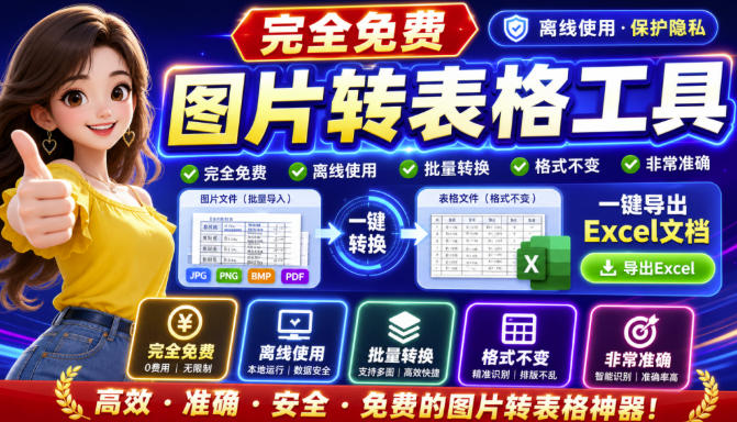 图片表格识别提取工具,支持一键从图片中智能提取表格并导出Excel文件,可离线免网运行,FastTableOCR-梦清研习社