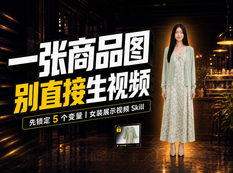 女装AI视频总翻车？问题不在提示词，女装展示视频Skill先锁定5个变量！-梦清研习社