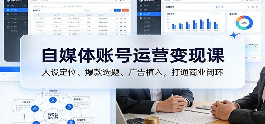 自媒体账号运营变现课：人设定位、爆款选题、广告植入，打通商业闭环-梦清研习社