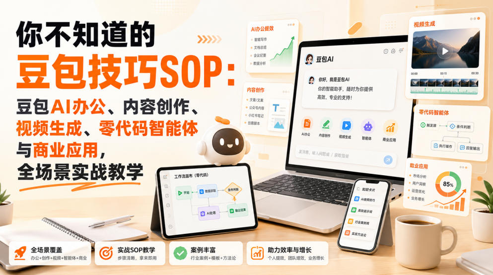 你不知道的豆包技巧SOP:豆包AI办公、内容创作、视频生成、零代码智能体与商业应用,全场景实战教学-梦清研习社