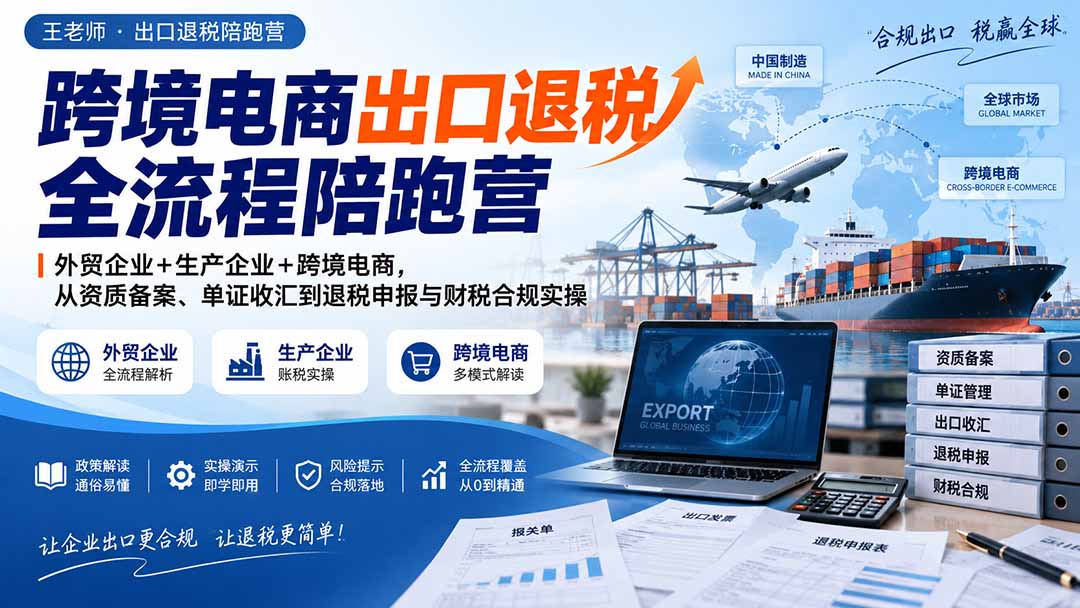 跨境电商出口退税全流程陪跑营｜外贸企业+生产企业+跨境电商，从资质备案、单证收汇到退税申报与财税合规实操-梦清研习社