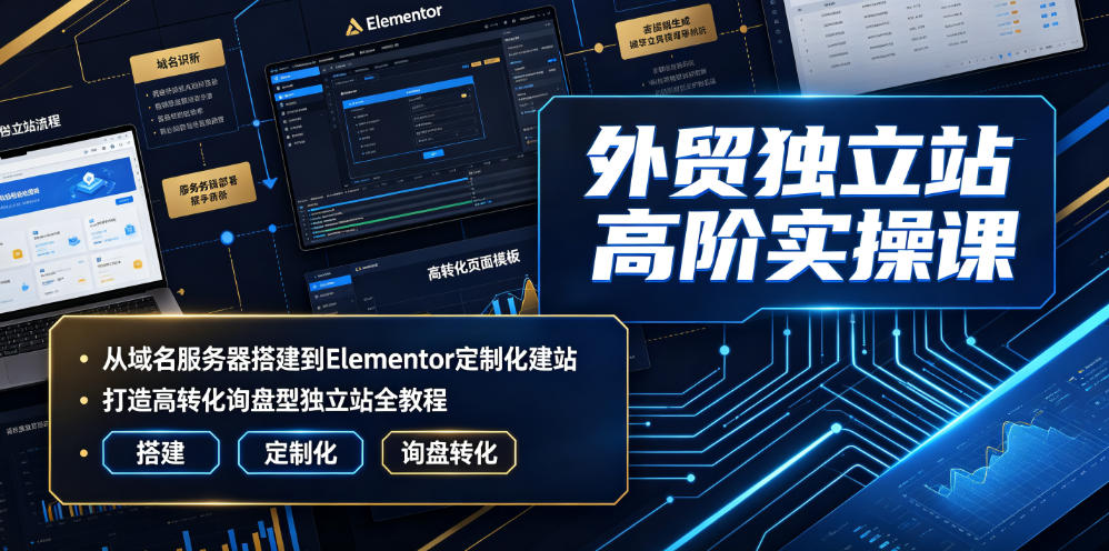 外贸独立站高阶实操课｜从域名服务器搭建到Elementor定制化建站，打造高转化询盘型独立站全教程-梦清研习社