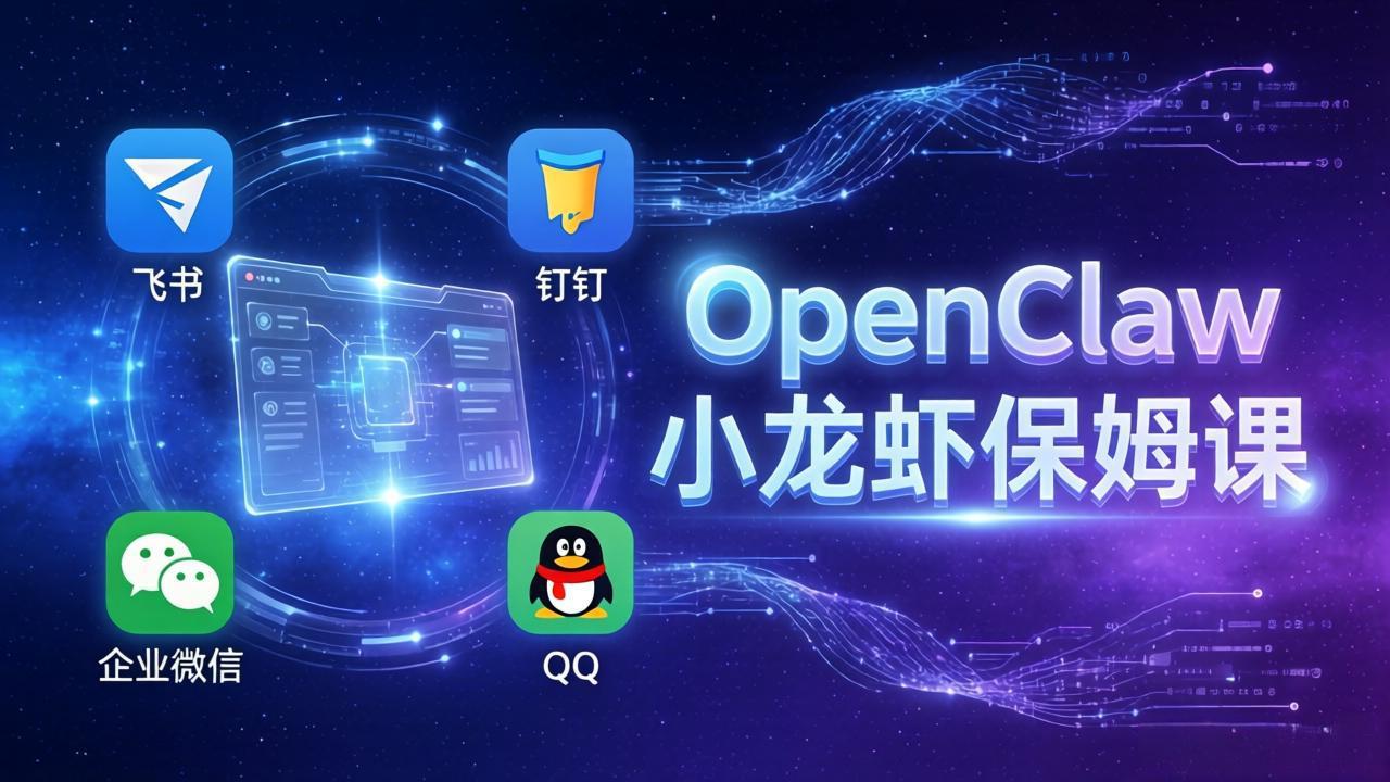 OpenClaw小龙虾保姆课: Windows/macOS/Linux/Docker全系统安装,飞书+钉钉+企业微信+QQ 全接入-梦清研习社