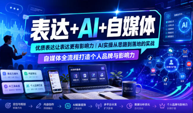 表达+AI+自媒体，优质表达让表达更有影响力|AI实操从思路到落地的实战|自媒体全流程打造个人品牌与影响力-梦清研习社