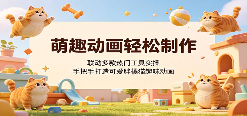 萌趣动画轻松制作，联动多款热门工具实操，手把手打造可爱胖橘猫趣味动画-梦清研习社
