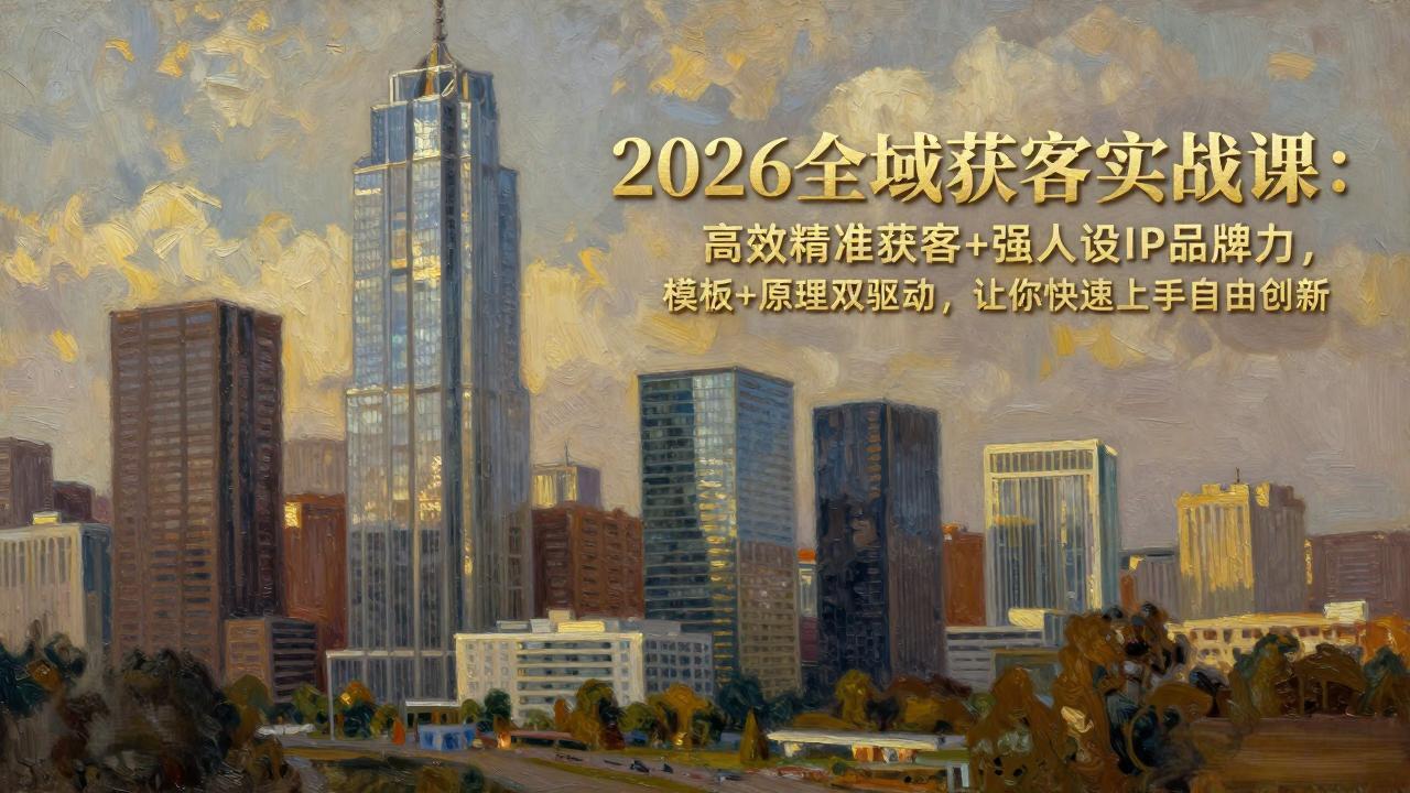 2026全域获客实战课:高效精准获客+强人设IP品牌力,模板+原理双驱动,让你快速上手自由创新-梦清研习社