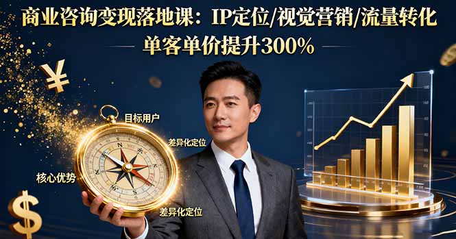 商业咨询变现落地课：IP定位/视觉营销/流量转化，单客单价提升300%-梦清研习社