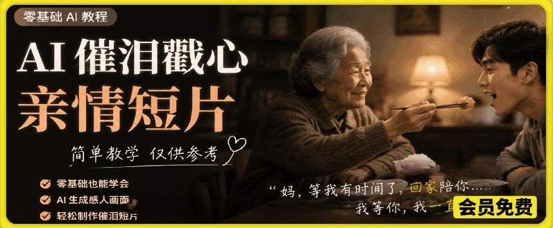 AI催泪戳心亲情短片，零基础AI教程，简单教学仅供参考-梦清研习社