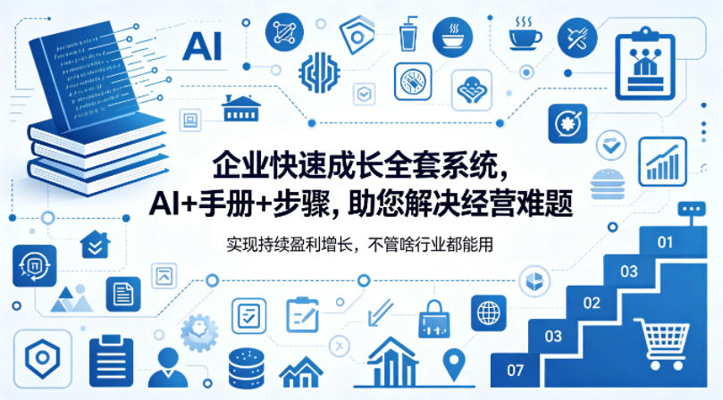 企业快速成长全套系统，AI+手册+步骤，助您解决经营难题，实现持续盈利增长，不管啥行业都能用-梦清研习社