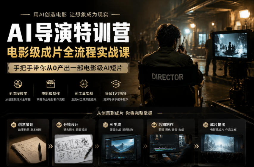 AI导演特训营，电影级成片全流程实战课，手把手带你从0产出一部电影级AI短片-梦清研习社