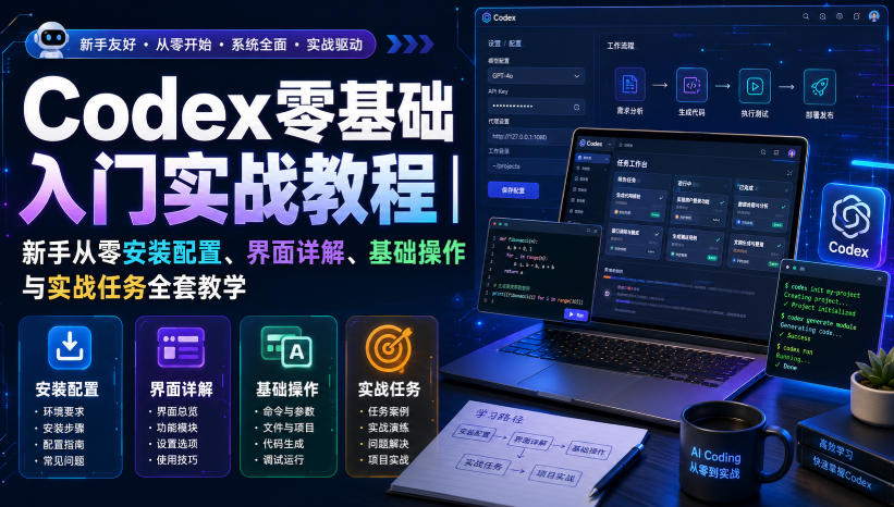 Codex零基础入门实战教程｜新手从零安装配置、界面详解、基础操作与实战任务全套教学-梦清研习社