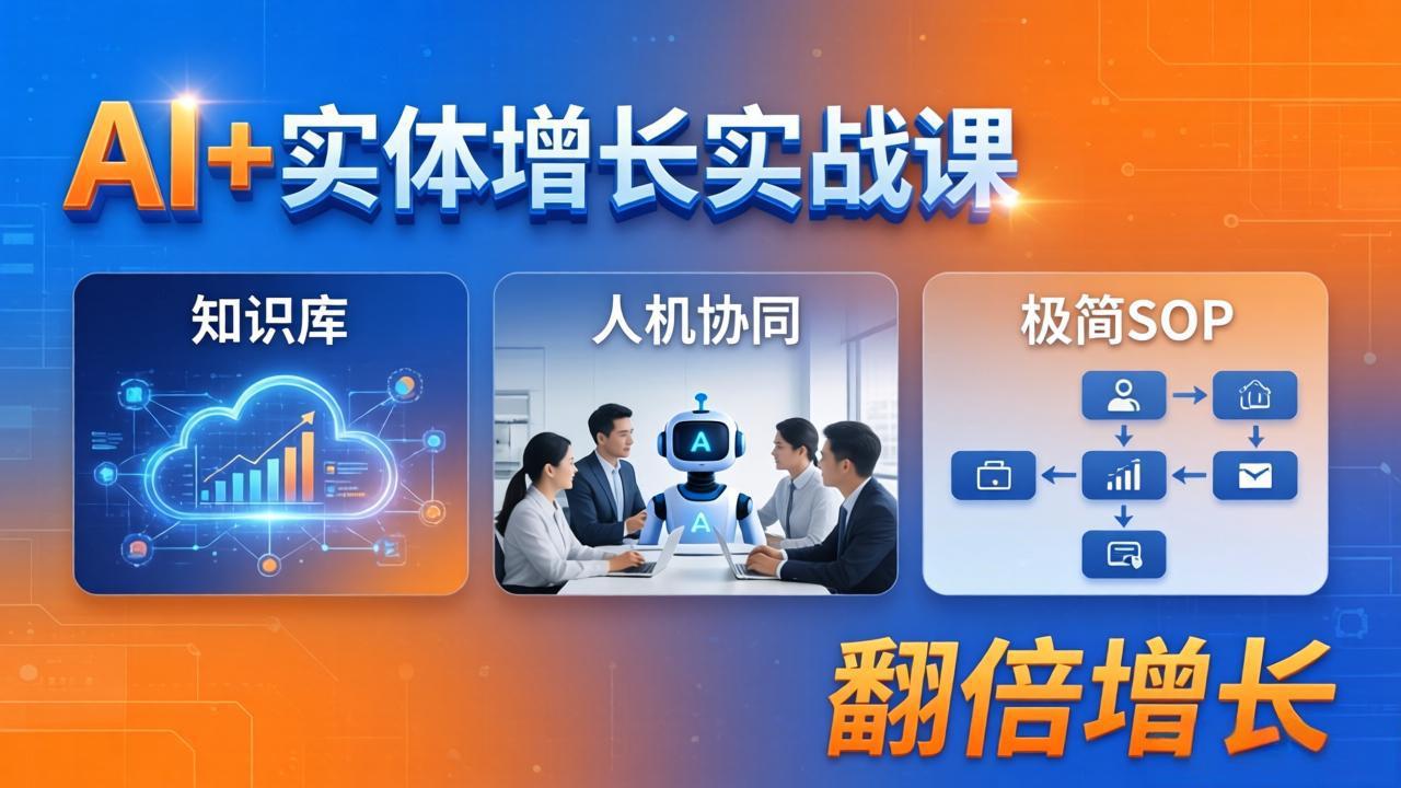 AI+实体增长实战课：知识库+人机协同+极简SOP，助力实体业务翻倍增长-梦清研习社