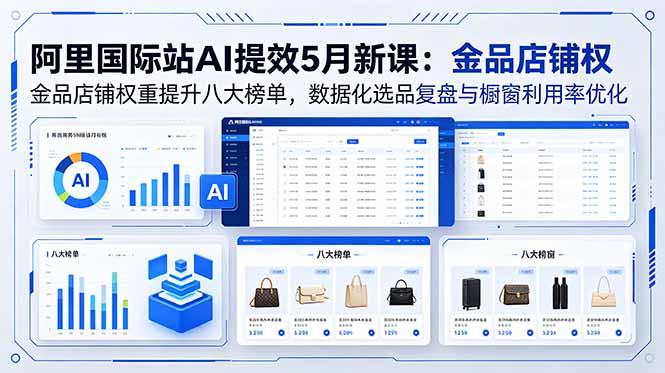 阿里国际站AI提效5月新课：金品店铺权重提升八大榜单，数据化选品复盘与橱窗利用率优化-梦清研习社