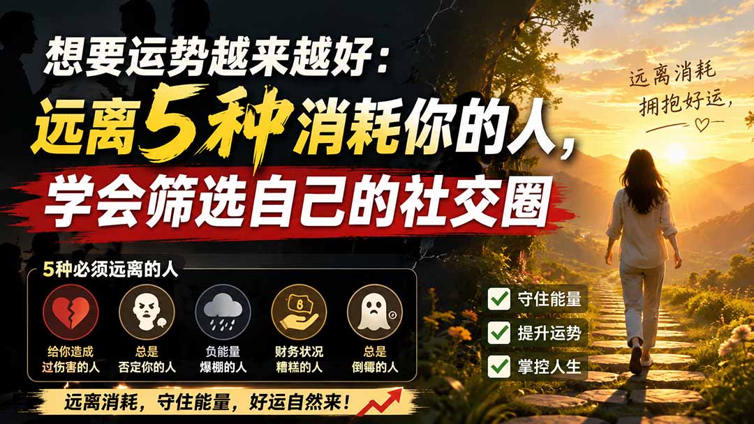 付费文章:想要运势越来越好:远离5种消耗你的人,学会筛选自己的社交圈-梦清研习社
