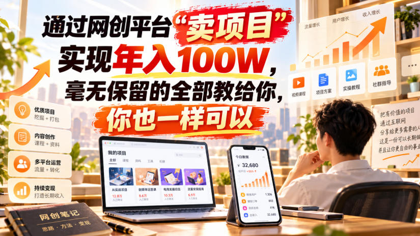 通过网创平台“卖项目”实现年入100W，毫无保留的全部教给你，你也一样可以！【揭秘】-梦清研习社