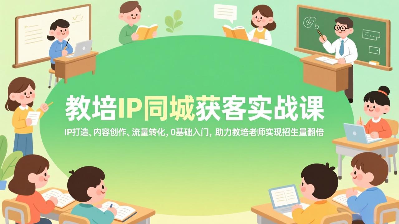 教培IP同城获客实战课，IP打造、内容创作、流量转化，0基础入门，助力教培老师实现招生量翻倍-梦清研习社