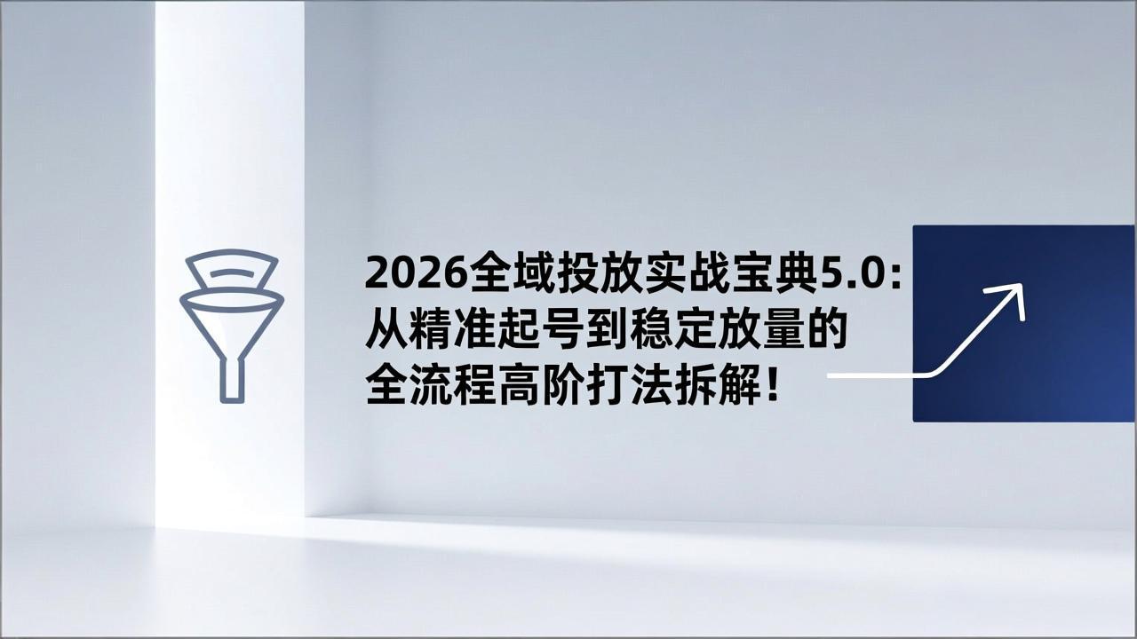 2026全域投放实战宝典5.0:从精准起号到稳定放量的全流程高阶打法拆解!-梦清研习社