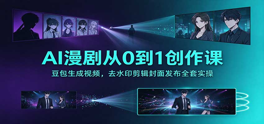 AI漫剧从0到1创作课：豆包生成视频，去水印剪辑封面发布全套实操-梦清研习社