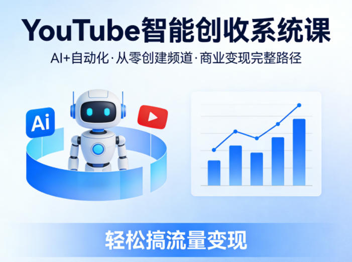 YouTube智能创收系统课,AI+自动化,从零创建YouTube频道并实现商业变现的完整路径,轻松搞流量变现-梦清研习社