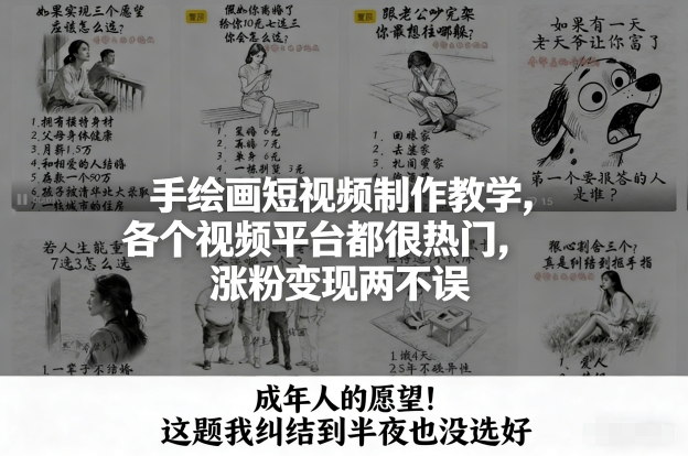手绘画短视频制作教学,各个视频平台都很热门,涨粉变现两不误-梦清研习社
