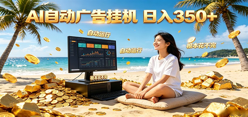 AI自动广告挂机 日入350+ 真正做到躺赚式变现，根本花不完！-梦清研习社
