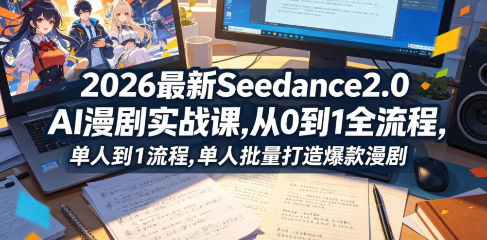 2026最新Seedance2.0 AI漫剧实战课,，从0到1全流程，单人批量打造爆款漫剧-梦清研习社