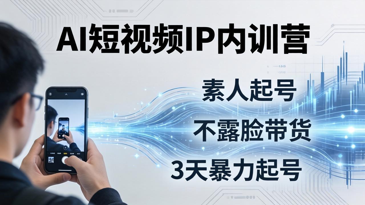 2026AI短视频IP内训营：从素人起号到不露脸带货，3天暴力起号全流程拆解-梦清研习社