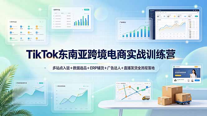 TikTok东南亚跨境电商实战训练营：多站点入驻+数据选品+ERP铺货+广告达人+直播发货全流程落地-梦清研习社