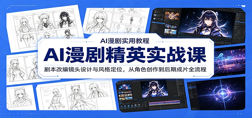 AI漫剧精英实战课：剧本改编镜头设计与风格定位，从角色创作到后期成片全流程-梦清研习社