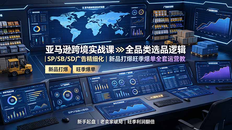 亚马逊跨境实战课：全品类选品逻辑｜SP/SB/SD广告精细化｜新品打爆旺季爆单全套运营教程-梦清研习社
