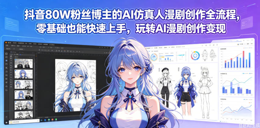 抖音80W粉丝博主的AI仿真人漫剧创作全流程，零基础也能快速上手，玩转AI漫剧创作变现-梦清研习社