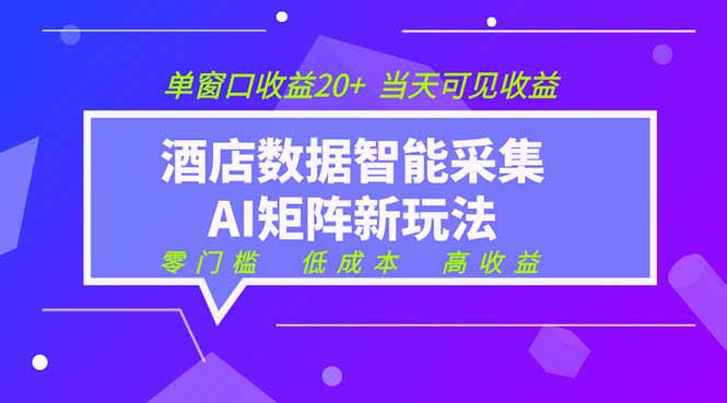 2026酒店数据采集ai智能矩阵新风口  低成本   高收益   当天见收益   单窗口20+-梦清研习社