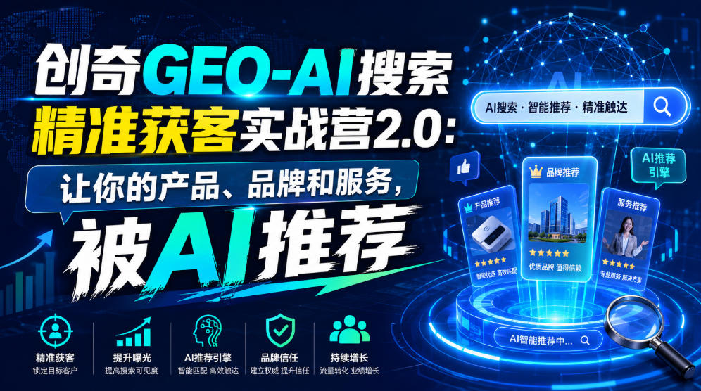 创奇GEO-AI搜索精准获客实战营2.0：让你的产品、品牌和服务，被AI推荐-梦清研习社