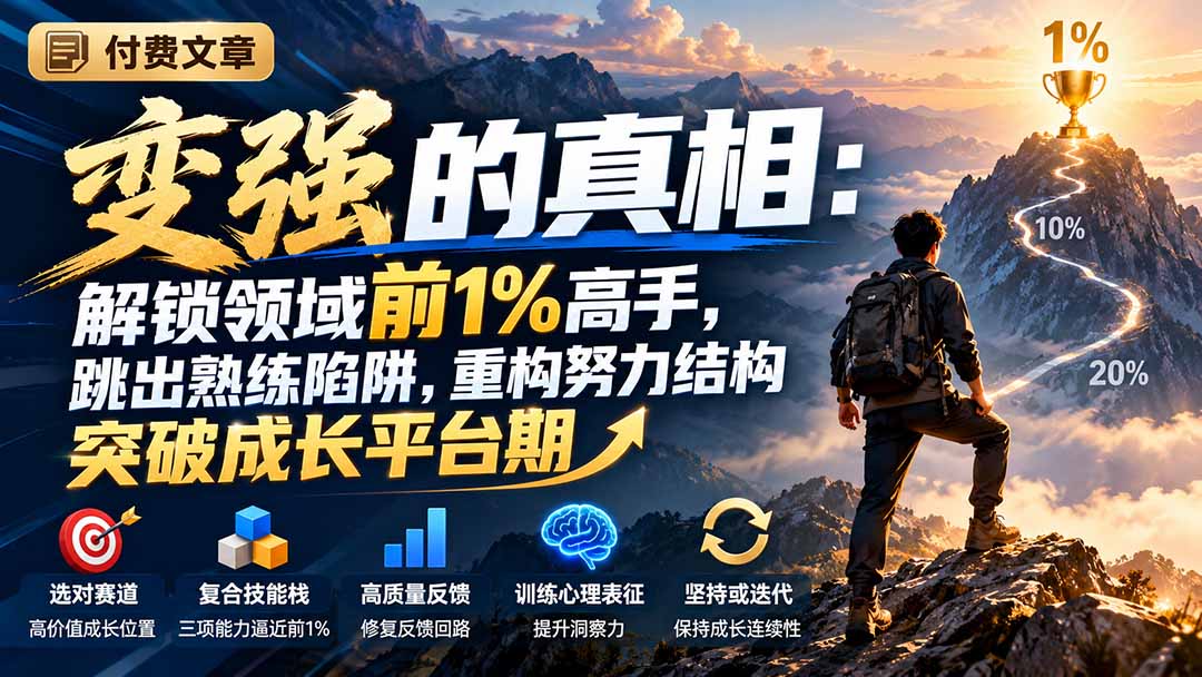 付费文章：变强的真相：解锁领域前1%高手，跳出熟练陷阱，重构努力结构突破成长平台期-梦清研习社