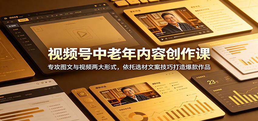 视频号中老年内容创作课：专攻图文与视频两大形式，依托选材文案技巧打造爆款作品-梦清研习社