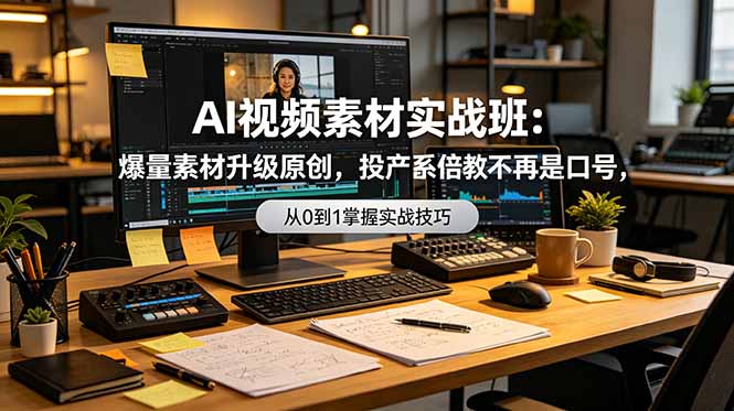 AI视频素材实战班：爆量素材升级原创，投产翻倍不再是口号，0-1系统教学实战落地-梦清研习社