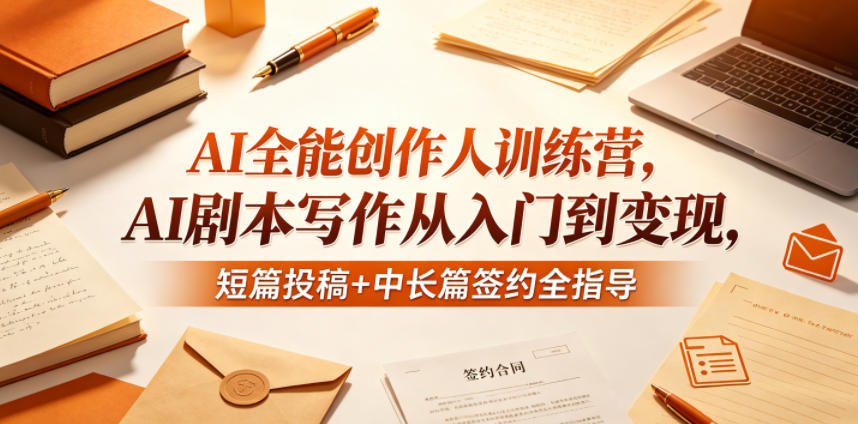 AI全能创作人训练营，AI剧本写作从入门到变现，短篇投稿+中长篇签约全指导-梦清研习社