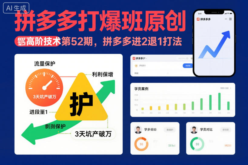 拼多多打爆班原创高阶技术第52期，拼多多进2退1打法-梦清研习社
