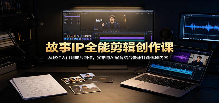 故事IP全能剪辑创作课：从软件入门到成片制作，实拍与AI配音结合快速打造优质内容-梦清研习社