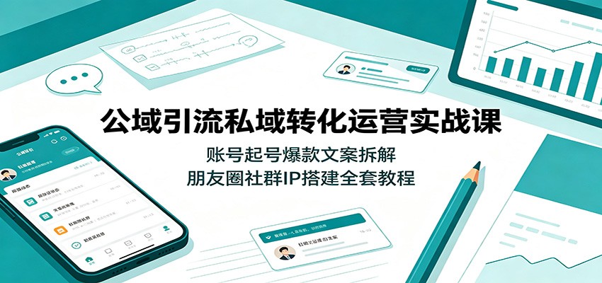 公域引流私域转化运营实战课：账号起号爆款文案拆解，朋友圈社群IP搭建全套教程-梦清研习社