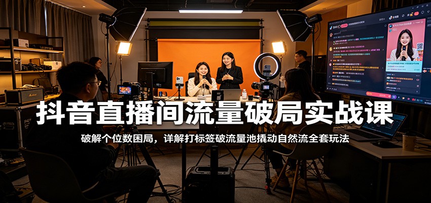 抖音直播间流量破局实战课：破解个位数困局，详解打标签破流量池撬动自然流全套玩法-梦清研习社